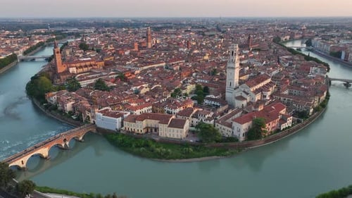 Above Verona Skyline Cathedral Historical City Centre Red Tiled Roofs Italy
