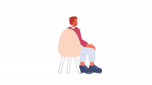 Man Sitting and Raising Hand Flat Animation