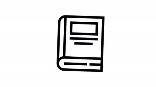 Flat Design Animated Book Icon Line Reveal