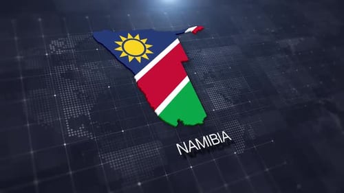 Animated 3D Map of Namibia with Flag