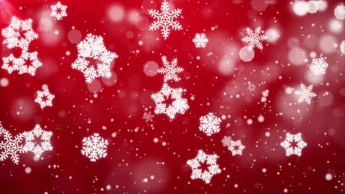 Snow Falling on Blue Sky with Particles in the Winter Christmas