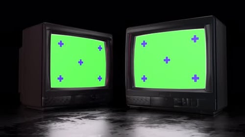 Two Old TV Green Screened 4K