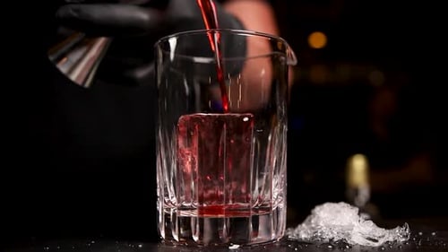 the bartender prepares a cocktail at the bar