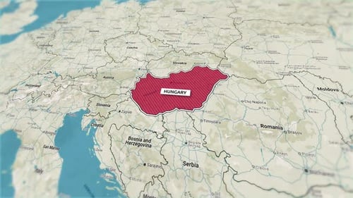 Animated Map Highlight of Hungary with Zoom Reveal