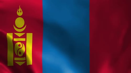 Mongolian Flag Waving Seamlessly in Vertical Orientation
