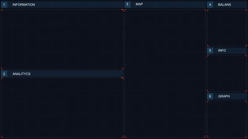 Interfaz de tablero futurista con análisis y mapas