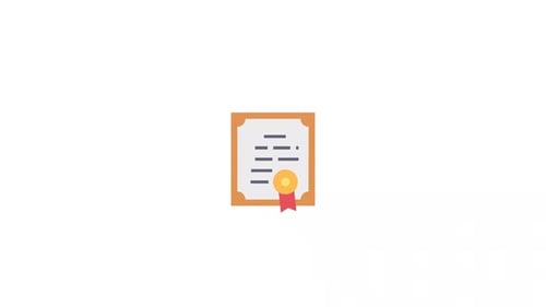 Animated Flat Design Certificate Icon Reveal