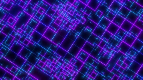 Cibermalla digital de neón en el espacio virtual. Las líneas de luz forman bloques de información de un holograma