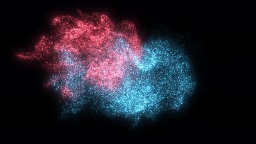 Abstract Glowing Particle Clouds Merging and Dissipating