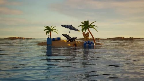 Animated 3D Stylized Tropical Island Vacation