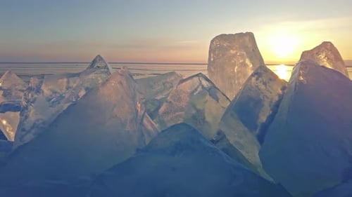 Sunset on Frozen Lake Baikal