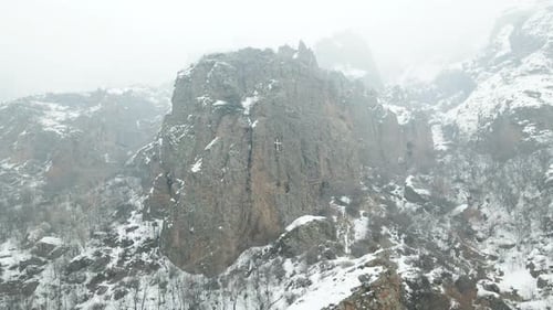 Snowy Mountains Aerial View in Winter