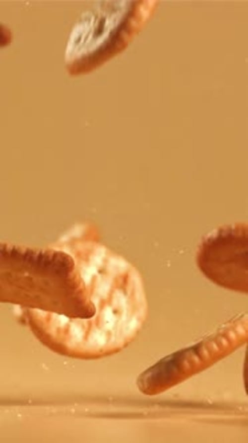 The Cookies Fall on the Table Filmed on a Highspeed Camera at 1000 Fps
