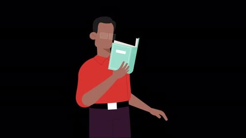 Flat Design Animation of a Man Reading a Book