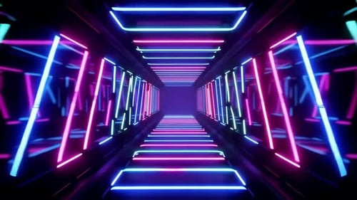 Futuristic Neon Light Tunnel Loop Animation