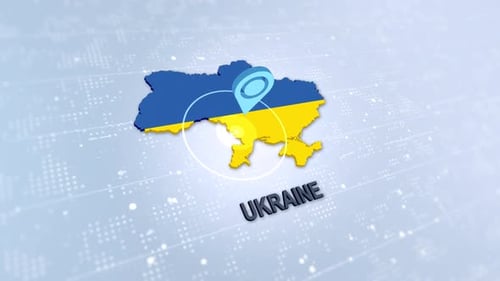 Animated 3D Ukraine Map with Glowing Location Pin