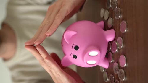 Concept of money care and security of your savings. Vertical shot.