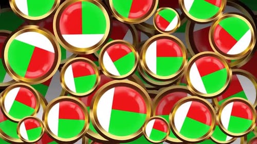 Glossy Madagascar Flag Icons Animated Background