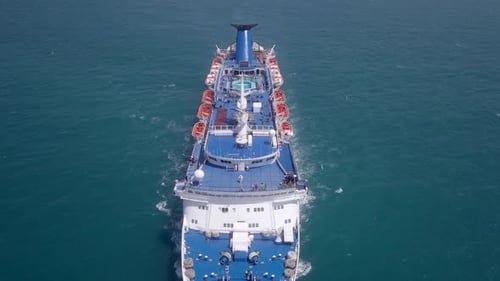 Cruise ship sailing across The Mediterranean sea - Aerial footage