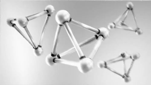 Dynamische Molekülstrukturen, die im abstrakten wissenschaftlichen Raum kreisen