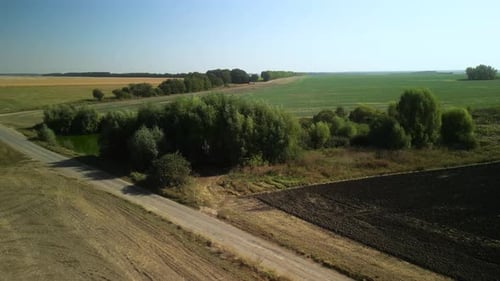 Agricultural field aerial view of farming in Ukraine