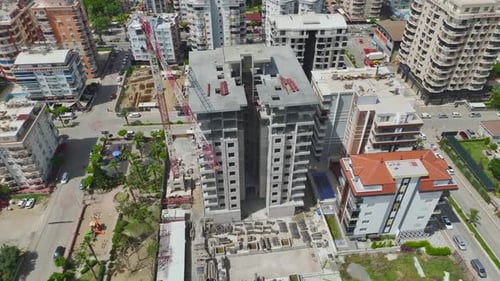 Aerial View of Apartment Building Under Construction in City