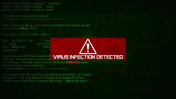 Virus Infection Detected Warning Text On Hacking Background Screen V04 ...