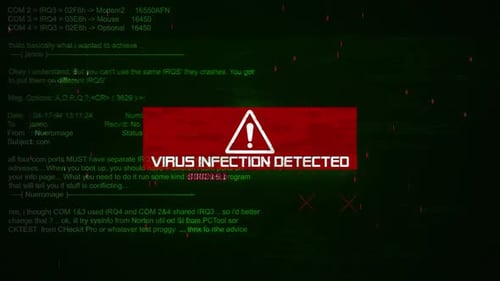 Virus Infection Detected Warning Text On Hacking Background Screen V04