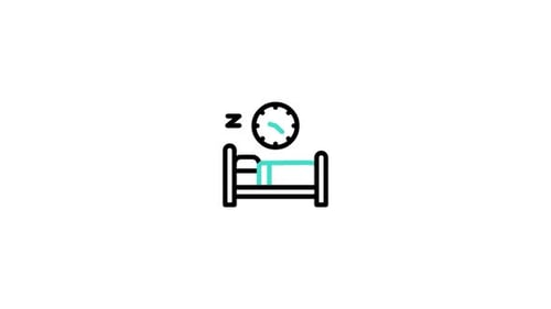 Animated Flat Design Sleep Icon with Bed and Clock