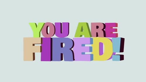 Colorful 3D Text 'You Are Fired' with Glitch Effect