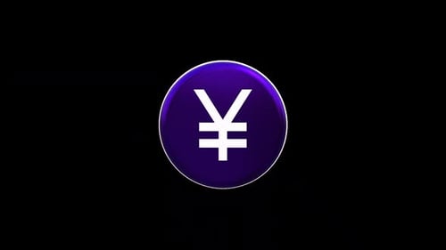 3D Glowing Yen Currency Symbol Rotating