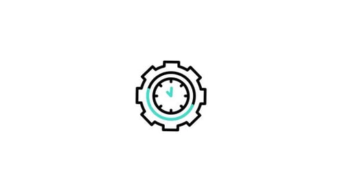 Animated Gear And Clock Icon For Process And Time