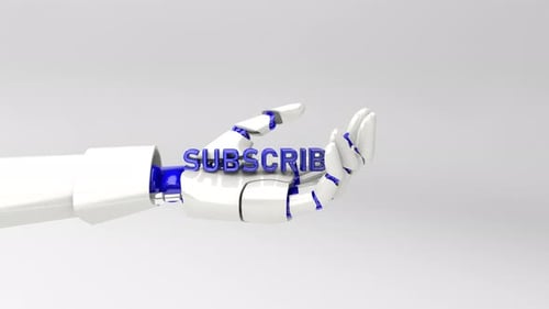 Robot Holding Subscribe Text