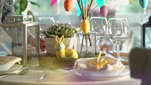 Easter Table Setting with Festive Decorations