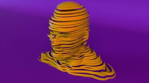 Abstract 3D Head with Waving Sliced Layers Loop