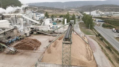 Wood Being Processed at a Factory for Furniture Material