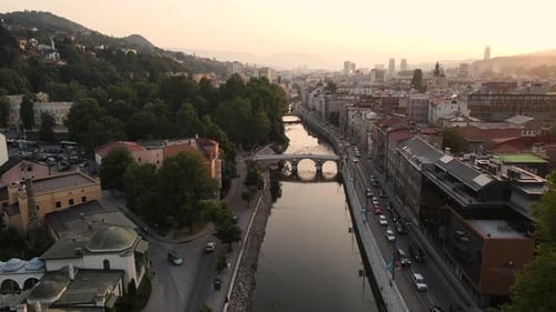 View of the historic center of Sarajevo, Bosnia and Herzegovina