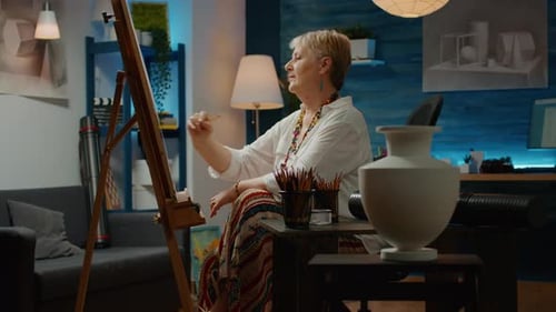 Creative Person Looking at Vase Design to Draw Model for Hobby