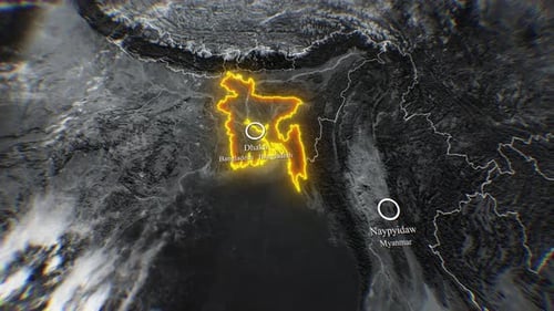 Bangladesh 3D Map Neon Glow Animation 4K