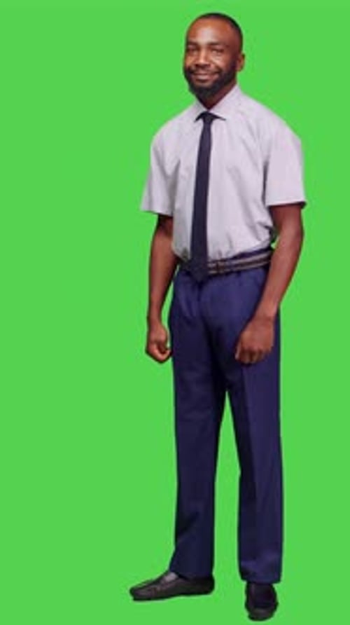 Vertical Video Side View of African American Businessman Posing in Studio