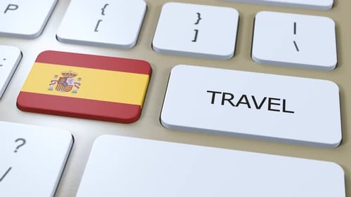 Spanish Flag Keyboard Button Press for Travel