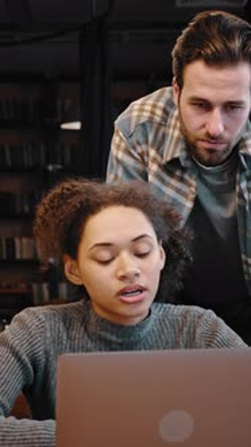 Business Team Lead By Mixed Race Lady Brainstorming By Laptop