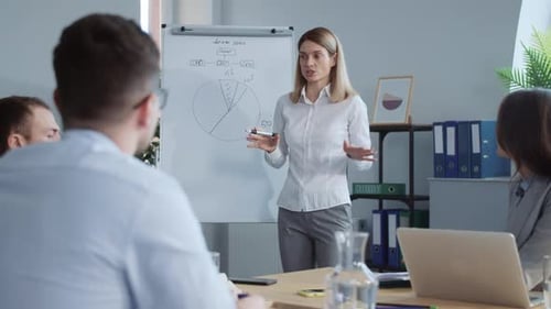 Business Presentation by Blond Woman in Office