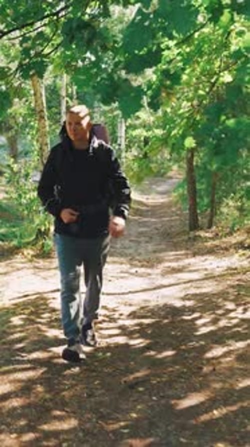 Die Natur erkunden Ein aufregendes Abenteuer eines Mannes durch einen wunderschönen, üppigen Wald, Wanderweg, fesselnd