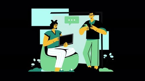 Flat Design Animation of People Communicating with Devices
