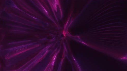 Purple tunnel frame with futuristic electric field particles and lines of high-tech energ