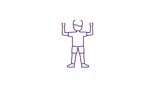 Minimalist Line Art Animation of Person Exercising with Dumbbells