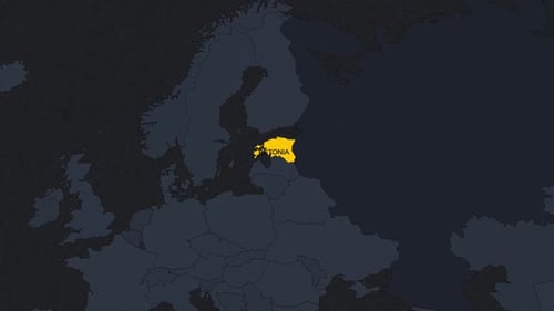 Global Map Highlight Estonia Country Locator Animation