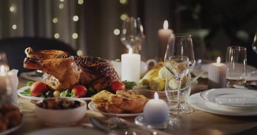 Thanksgiving Roasted Turkey Festive Table