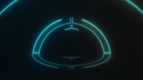 Abstract Futuristic Glowing Neon Target Scanner Animation